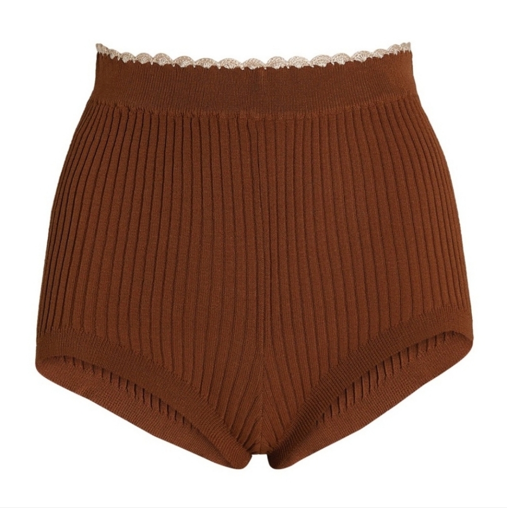 NWT ♡ SANDRO PARIS ♡ Ribbed Knit Lingerie Sleepwear Shorts SIZE 40 (MEDIUM) - Picture 4 of 16